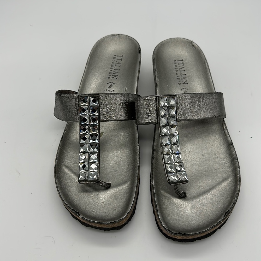 Italian Shoemakers Silver Bling Sandals Size 8.5